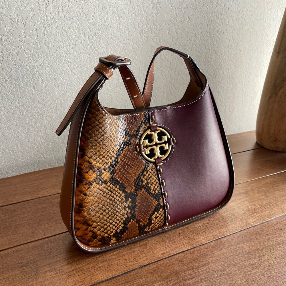 Tory Burch Burgundy and Tan Shoulder Bag